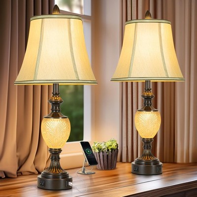 27'' High Vintage Table Lamp Set of 2 for Living Room Farmhouse Bedside Lamp ...