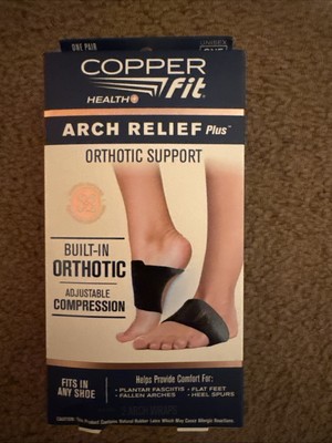 Copper Fit Health Unisex Arch Relief Plus with Built-In Orthotic Support - Black