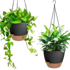 Hanging Planters for Indoor Outdoor Plants, 2 Pack Self Watering Hanging Pot ...