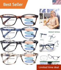 4 Pack Stylish Progressive Multifocus Reading Glasses - Blue Light Blocking