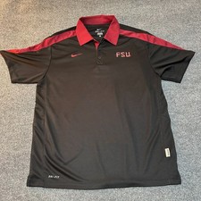 FSU Florida State University Nike Gameday Polo Dri-Fit Large Black  Garnet NCAA