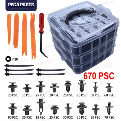 #ad 670PCS Car Body Retainer Clips Auto Fasteners Push Trim Pin Rivet Bumper Kit US $9.89