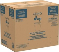 Dart J Cup 16 Oz. 16mj20 White Squat Insulated Foam Food Container 500-Case