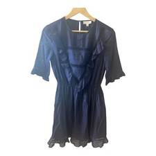A Loves A Women’s Navy Blue Ruffled Cotton Mini Dress Size XS Short Sleeve