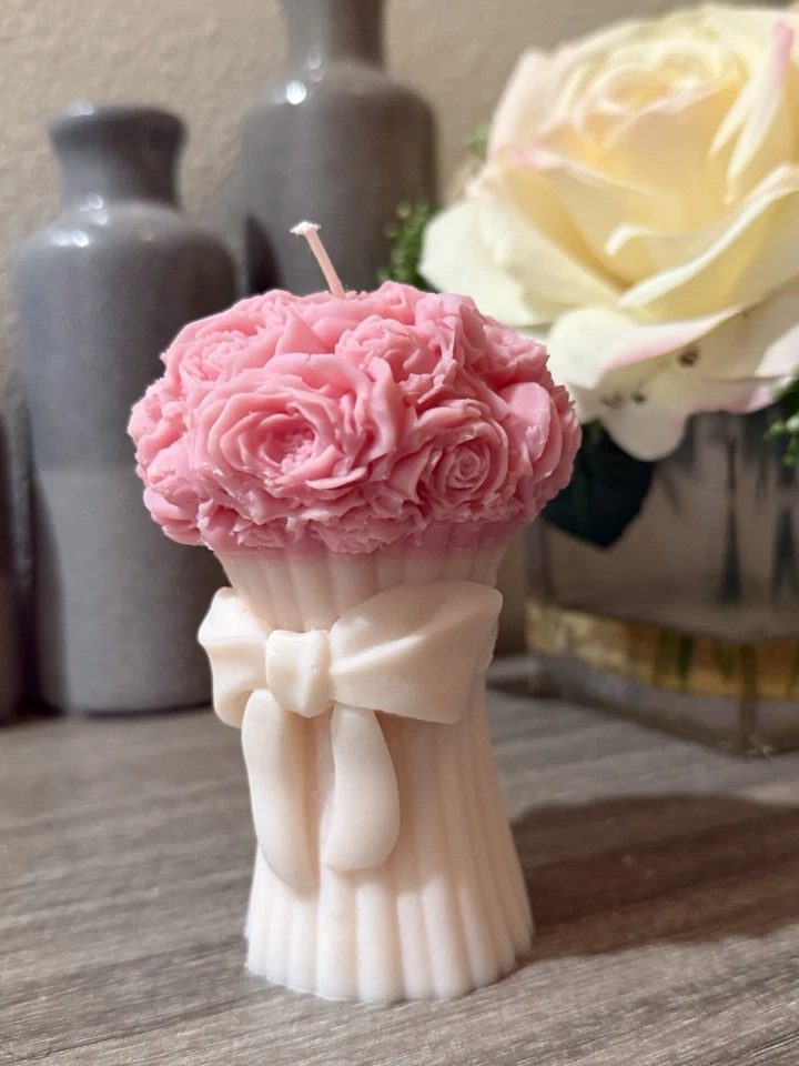 Handmade Floral Bouquet Candle | Decorative Scented Rose Candle | Gift for Her - Image 3 of 3