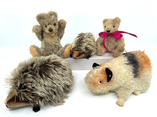 Steiff Lot 5 Distressed 1950s to 70s Zotty Original Teddy Joggi Swinny As Is Vtg
