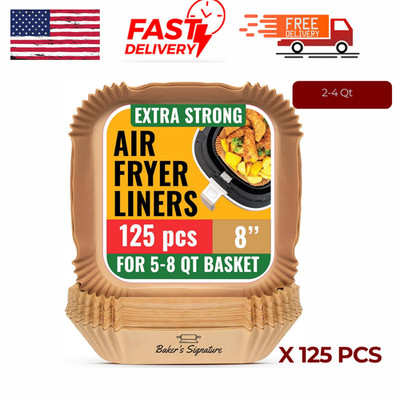 Air Fryer Paper Liners 125P Disposable Non Stick Parchment Round 2-4Qt Oil Proof