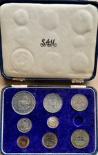 1953 South Africa Proof Set ~ 8 Coins ~ All Toned ~ w/Case ~ 3 Pence Is Missing
