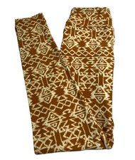 LuLaRoe Leggings OS One Size FALL Autumn BROWN Southwest AZTEC Stripe SOFT Knit
