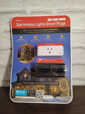 Atomi 2 Pack Smart Plugs 1-Indoor 1-Outdoor App WiFi Controlled NEW Outlets