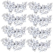 Silver 8 Pcs Crystal Flower Hair Clips, Wedding Hair Accessories for 8pcs