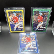 Topps MLB Baseball Card Lot (3) - Jake Burger, Miami Marlins, Yellow/Green/Blue