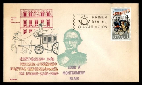 Mayfairstamps Spain FDC 1960s centenary of the first international postal congre