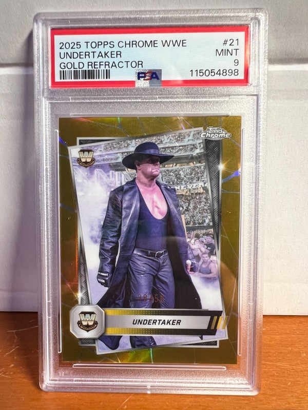 2025 Topps Chrome WWE Undertaker True Gold Refractor /50 PSA 9