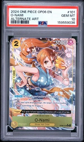 2024 ONE PIECE OP06 EN - #101 ALTERNATE ART NAMI PSA 10 OP06-101 Rare English