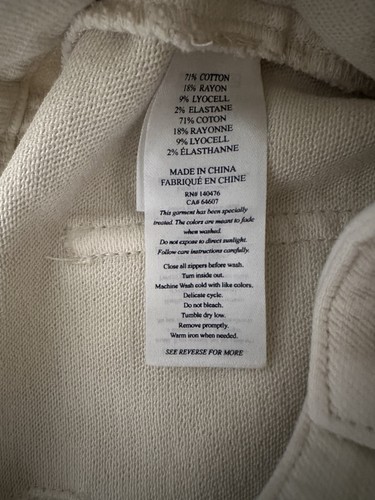 Faherty Women's Cream Cotton Blend Jeans size 27 - Picture 8 of 10