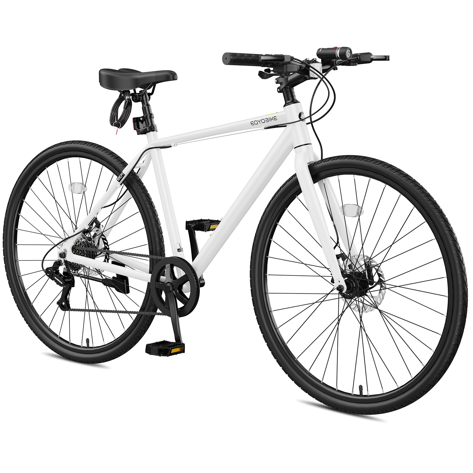 700C Hybrid Road Bike Disc Brake Unisex Adults Bicycle Aluminum Frame 8 Speed