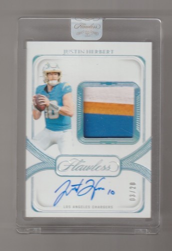 2024 Flawless Justin Herbert Silver Patch Auto Low SN 03/20 LA Chargers CC