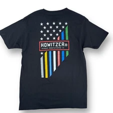Howitzer Logo Patriotic USA Flag T Shirt Mens Size XL Black Short Sleeve
