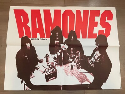 THE RAMONES BRAIN DRAIN 1989 ORIGINAL PROMO POSTER 24X18 folded