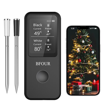 Kabelloses Fleischthermometer mit 2 Bluetooth Sensoren 2,4 Zoll Display