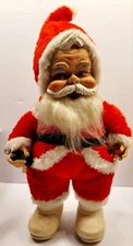 Vintage Rushton Co Santa Claus Plush Coca Cola Rubber Face White Boots 