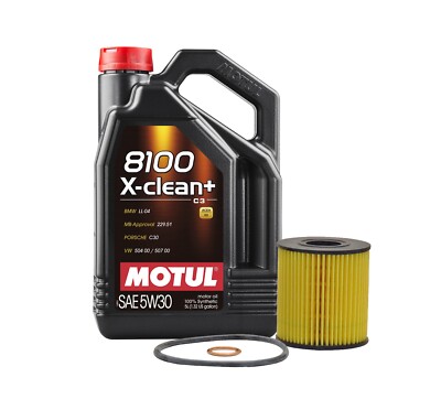 5L Motul 8100 X-CLEAN + 5W30 Wix Filter Motor Oil Change Kit API SN/CF