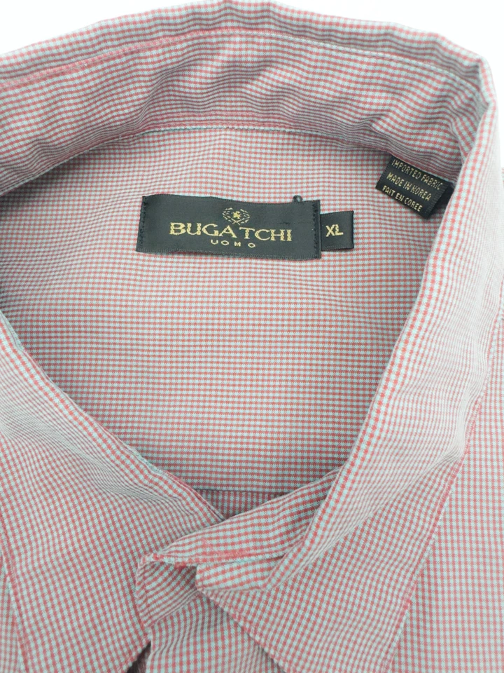 Bugatchi Uomo Long Sleeve Button Down Men's XL Red Gray Check Shirt 2313 - Image 2 of 4