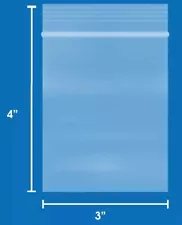 (3" x 4") 2 Mil Thick Clear Plastic Reclosable Zip Poly Bags, Lock Seal Zipper