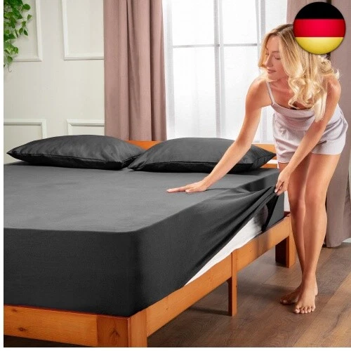 Flowen Spannbettlaken 120x200 cm Mikrofaser Spannbetttuch Dunkelgrau für Bett - Bild 5 von 8