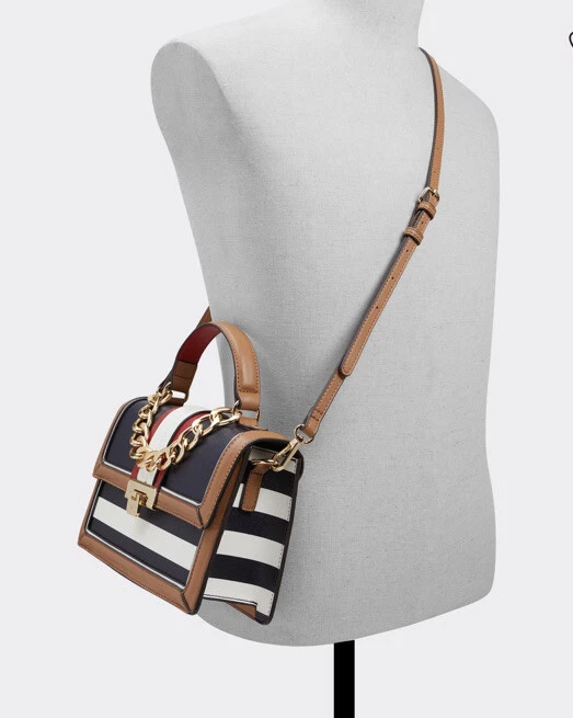 Bolso Bandolera/Asa Superior Aldo Ybaynn Rayado Azul Blanco Con Rojo Nuevo con Etiquetas Foto 2 de 4
