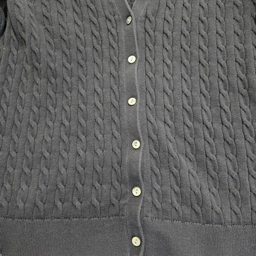 Lands End Black Cable Knit Button-up Sweater V-neck Girls Size L (14-16) School - Picture 3 of 9