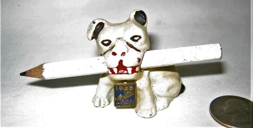 ANTIQUE HUBLEY CAST IRON 1933 CHICAGO WORLDS FAIR BRONZE PLAQUE DOG PAPERWEIGHT - Picture 9 of 9