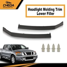 Headlight Molding Trim Lower Filler Pair Fit for Nissan 04-15 Titan Armada QX56