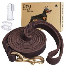 6ft Heavy Duty Genuine Leather Braided Dog Leash Small Medium Large Dogs