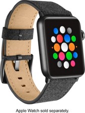 Platinum Fabric Watch Strap Apple Watch 42mm 44mm Dark Gray