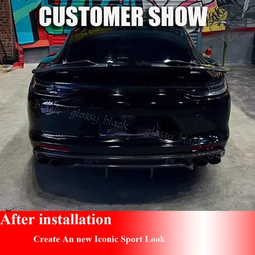 Gloss Black Rear Bumper Lip Diffuser Spoiler For Porsche Panamera 971 2017-2019 - Picture 3 of 9