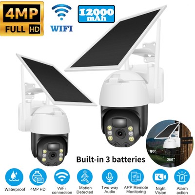 Wireless Solar Battery Powered Wifi Outdoor Pan&Tilt Home Security Camera System