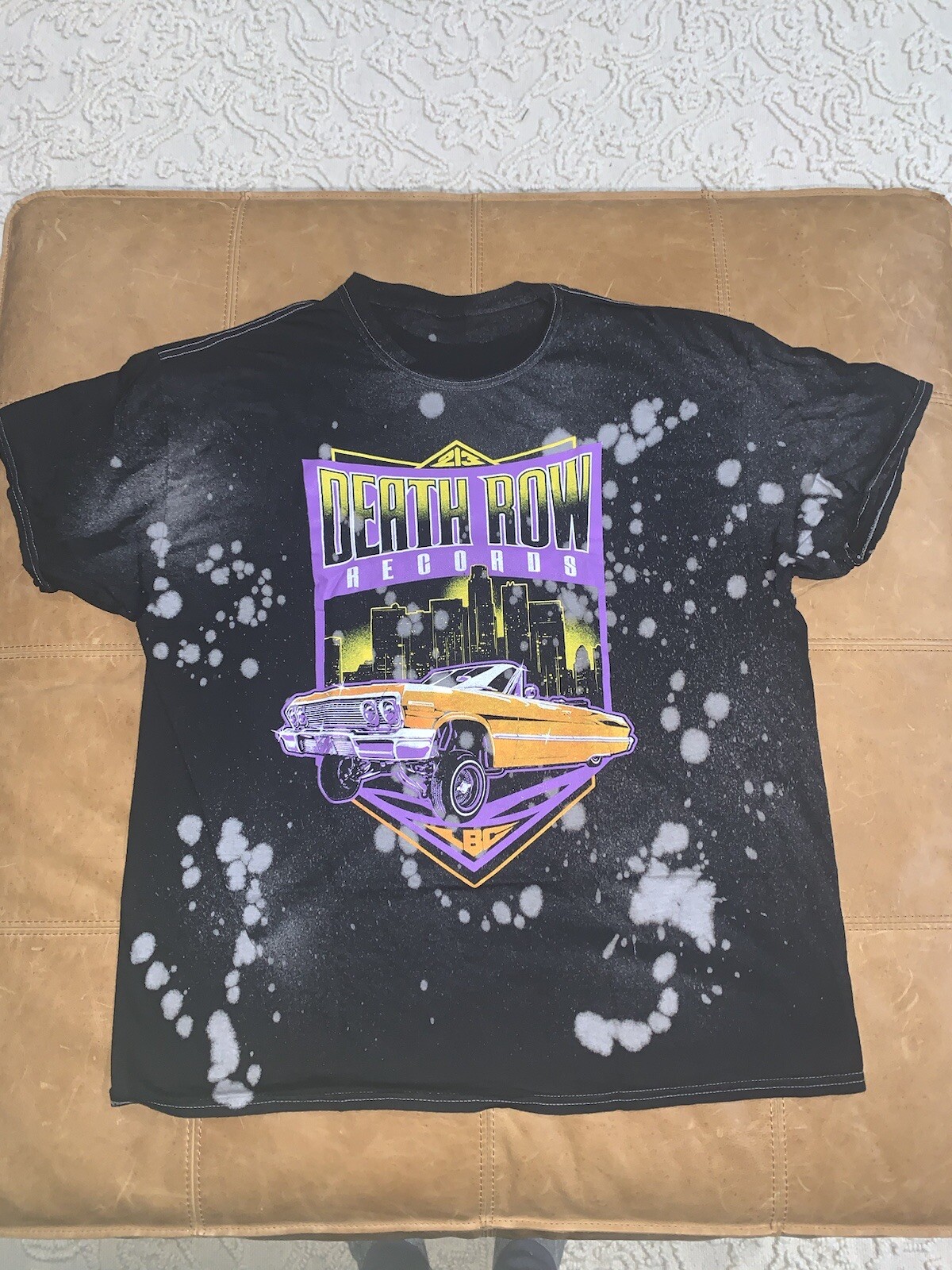 FILA T shirt nera Death Row Records sbiancata tie dye taglia large low rider unisex