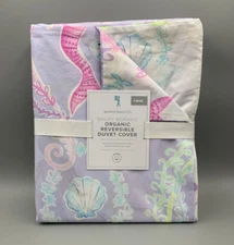 Pottery Barn Kids Bailey Mermaid Cotton Reversible Duvet Cover Purple Twin #Q78B