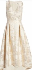 Eliza J Floral Jacquard Metallic Fit And  Flare  dress/Champagne and Gold Size 6