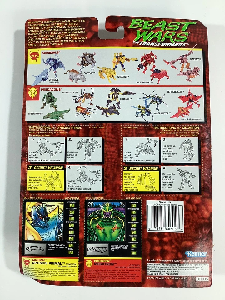 KENNER 90s Transformers Beast Wars Optimus Primal VS Megatron Action Figure Toy - Image 3 of 4