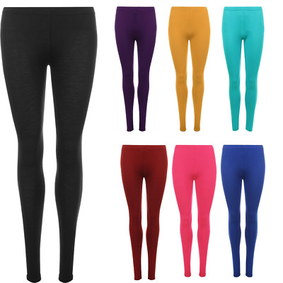 Damen-Legging Übergröße uni volle Länge Viskose weich Stretch Größe 8-26