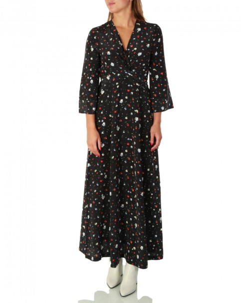 GANNI Nolana 100% Silk Maxi Dress Black Pattern Size 38 / AU 10 RRP $800