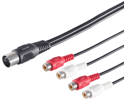 5p DiN Stecker Kabel Adapter 4 RCA Cinch Buchse Aufnahme Wiedergabe AUDiO Chinch