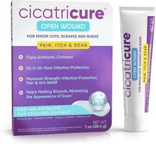 Cicatricure Open Wound Triple Antibiotic Pain Relief First Aid Ointment 1 fl oz