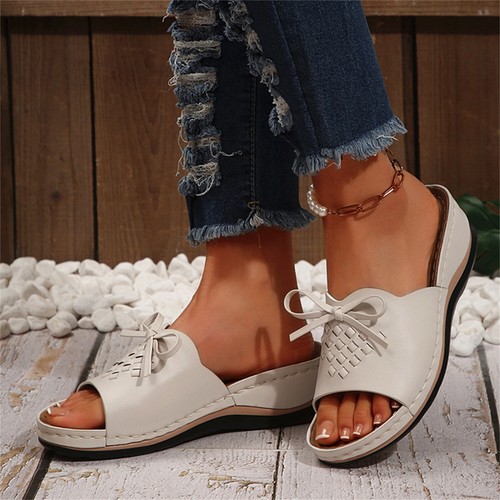 Women's Wedge Slide Sandals Arch Support Lightweight Comfort Open Toe Slippers
