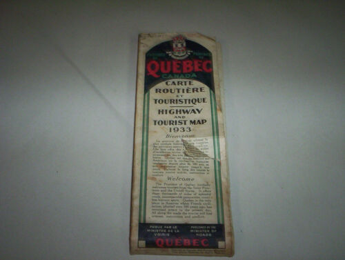 1933 Official Province of Quebec Highway & Tourist Road Map (Canada)