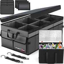 XX-Large Car Trunk Organizer with Cooler  Adjustable Straps - Grey 105L