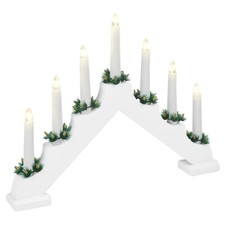 Image of Traditional Christmas 7 LED Candle Lights Bridge Stand Gift Holder Home Decor